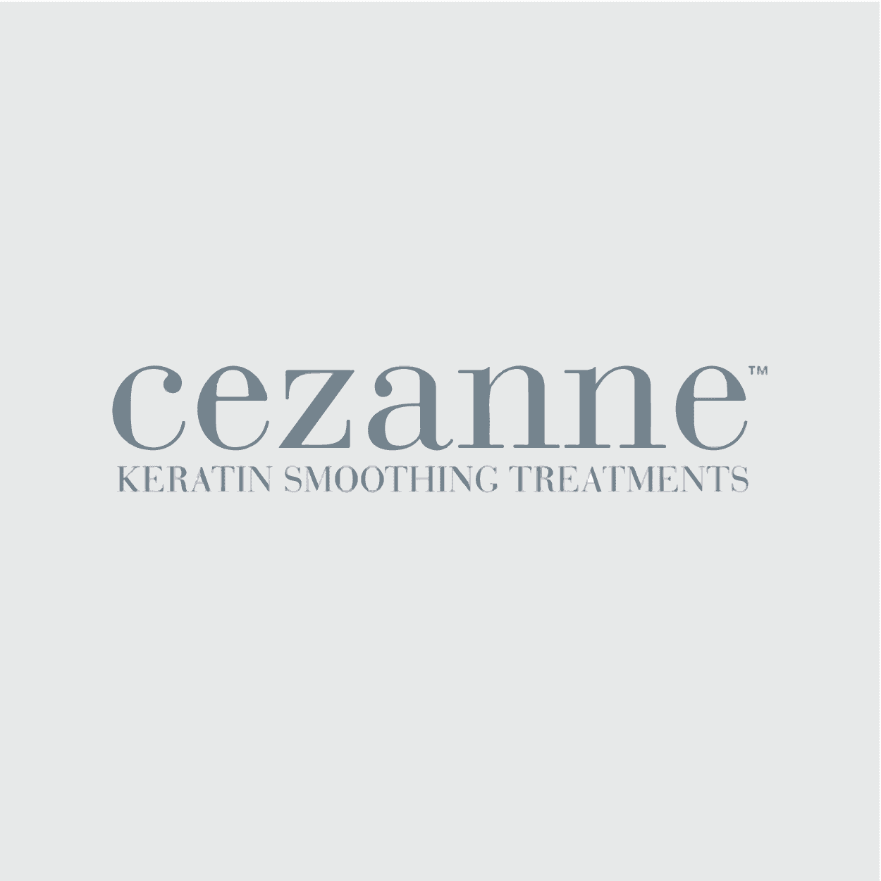 Logo of Cezanne Keratin Smoothing Treatments in gray text on a light gray background.